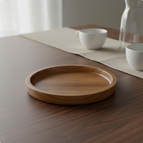 Plateau rond bois acacia - plateau, en