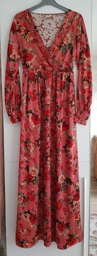 Robe longue rose corail - , rouge