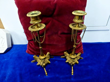 paire de bougeoirs à chainettes,pieds de faune,style 1er Empire,courant XIXème,