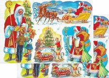 Chromo EF Découpis Père Noël Traîneau 7123 Decoupage Collage Carterie