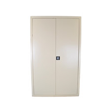 Armoire Haute Monobloc à Portes Battantes Avec 5 Etagères Beige 120x45x198cm -