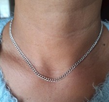 Chaîne En argent massif ; Double Maille Gourmette, 45 cm; 6,62 grammes