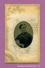 FERROTYPE  : PORTRAIT MÉDAILLON D'UNE FEMME VERS 1880 - L10