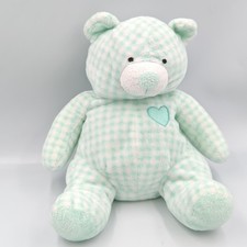 Peluche ours vichy bleu coeur AJENA - 35878