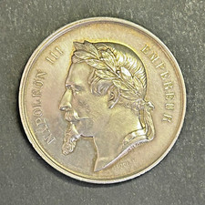 Médaille en argent, Napoléon III, Comice agricole de Bourges, Baugy (1869)