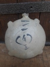 gourde poterie ceramique crapaud signé art populaire  collection grenier