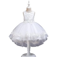 Robe De Princesse Cérémonie Fête Fille 4-5 Ans Blanche Tutu