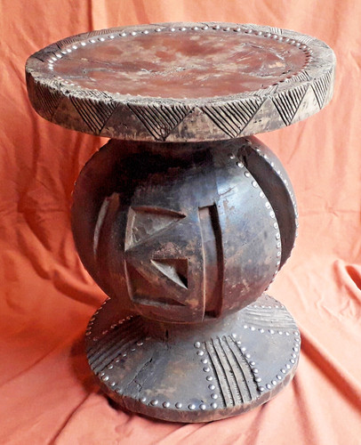 Huge carved mangbetu stool - carved,