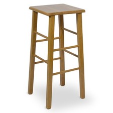 Tabouret De Bar Haut 73 Cm En Bois Noyer Clair Assise Carrée En Bois Massif