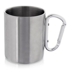 Gobelet Inox 350ml avec Mousqueton Gobelet de Voyage Tasse Acier Camping