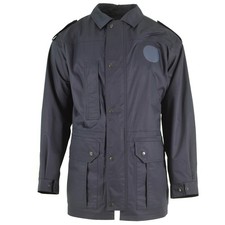 Authentique Police Néerlandaise Parka Capuche Bleu Doublée Multi Poches