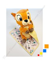 Peluche/Doudou Plat Couverture Bambi Faon/Biche Marron Jaune Fleur Bleu - Disney
