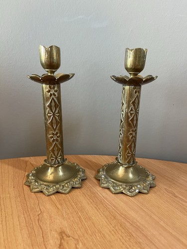 Pair bougeoir anciens - , laiton