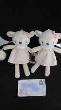Lot 2 doudou peluche activités biche faon robe rose pois doré MOTS D'ENFANTS