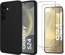 Coque Mat Noir + Verre Trempé Pour Samsung Galaxy S24, S24 PLUS , S24 ULTRA