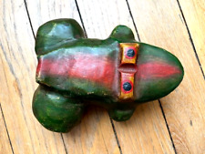 Grande Statue CROCODILE en BOIS Coloré L=15,5cm Superbe !