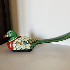 Chausse-pied / brosse pour chaussures en forme de canard. Bois peint Collection