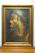 Tableau ancien peinture portrait buste homme Francesco Berlingieri XIX XX