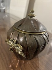 Ancien pot en cuivre avec couvercle Hauteur 15 Cm