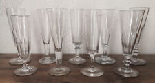 LOT de 9 ANCIENNES FLUTES à CHAMPAGNE Différentes en VERRE et CRISTAL -  XIXème