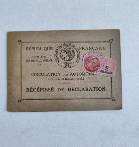 Ancienne carte grise - , citroën