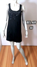 Bel Air Taille 36  Superbe robe noire sans manches en laine mélangée