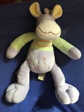 DOUDOU Poney Vache Gris Vert MOTS D'ENFANTS 27 Cm TBE