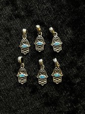 Lot 6 pendentifs Hamsa Argent