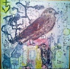 SUPERBE TABLEAU OISEAU  signé