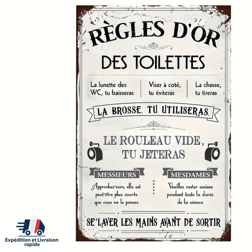 Plaque toilettes règles - toilettes, "règles