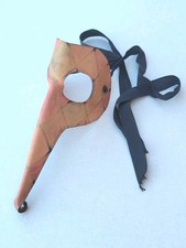 Masque de Venise en Cuir Loup Nez Long Artisanat Vénitien Déguisement Carnaval 