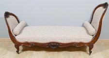 Méridienne En Bateau, Chaise Longue Acajou Massif Sculpté, époque Louis Philippe
