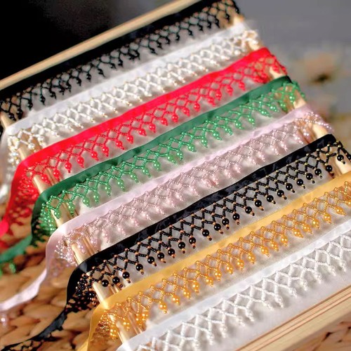 Bordure franges perles - franges,