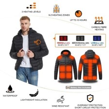 Veste  à capuche en coton avec chauffage électrique intégré et système USB 