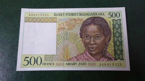 Billet 500 francs madagascar - 500,