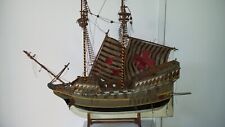 ANCIENNE MAQUETTE DE BATEAU GALION FREGATE VINTAGE DECORATION XIX XX BOIS CANONS