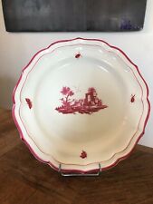 PLAT ROND EN FAÏENCE DE GIEN  " PAYSAGES ROSES " 