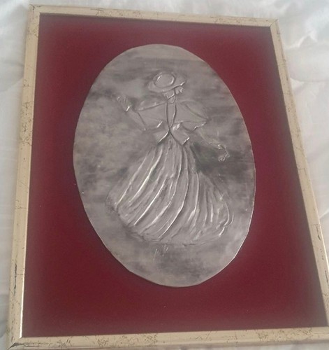 Tableau étain femme velour - Étain,