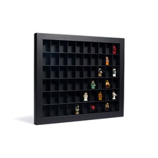 Vitrine noire de présentation pour 60 petits objets de collection.