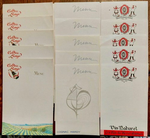 Menus publicitaire anciens