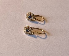 Dormeuses marguerite or 18k diamant / saphir