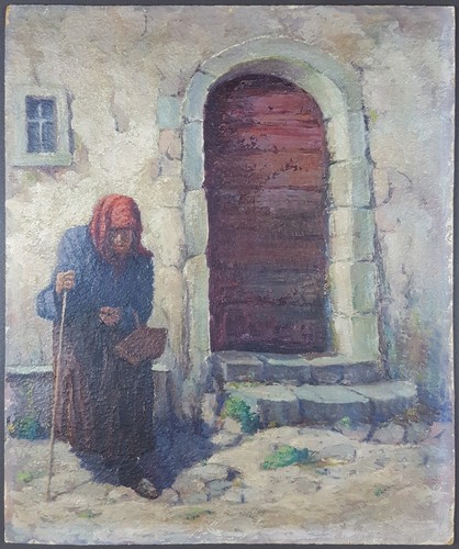 Ancien tableau vieille dame - ancien,