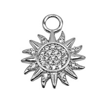 Charms Pendentif Soleil Grand Faux Diamant en Argent 925 - Collection Hoops