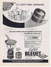 PUBLICITE ADVERTISING 064 1959 CAMPING GAZ Cartouche super bleuet