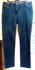 PANTALON FEMME COULEUR JEAN BLEU foncé coton mélangé marque JACQUELINE RIU T.40