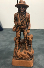 Ancienne statue en terre cuite, signé Francis Lascour. Le Chasseur & son chien