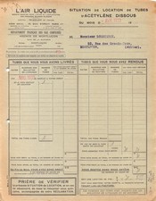 1933 SITUATION DE LOCATION DE TUBES D ACETYLENE DISSOUS L AIR LIQUIDE A MONTL
