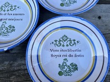 3x Assiette Erotique Libertin Libertinage Faïence XIXeme Curiosité Sud Ouest