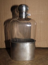 flasque à Whisky,argent et verre bombé,WALKER HALL SHEFFIELD