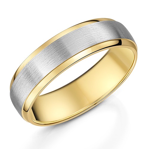 6mm deux ton mariage bande - deux,